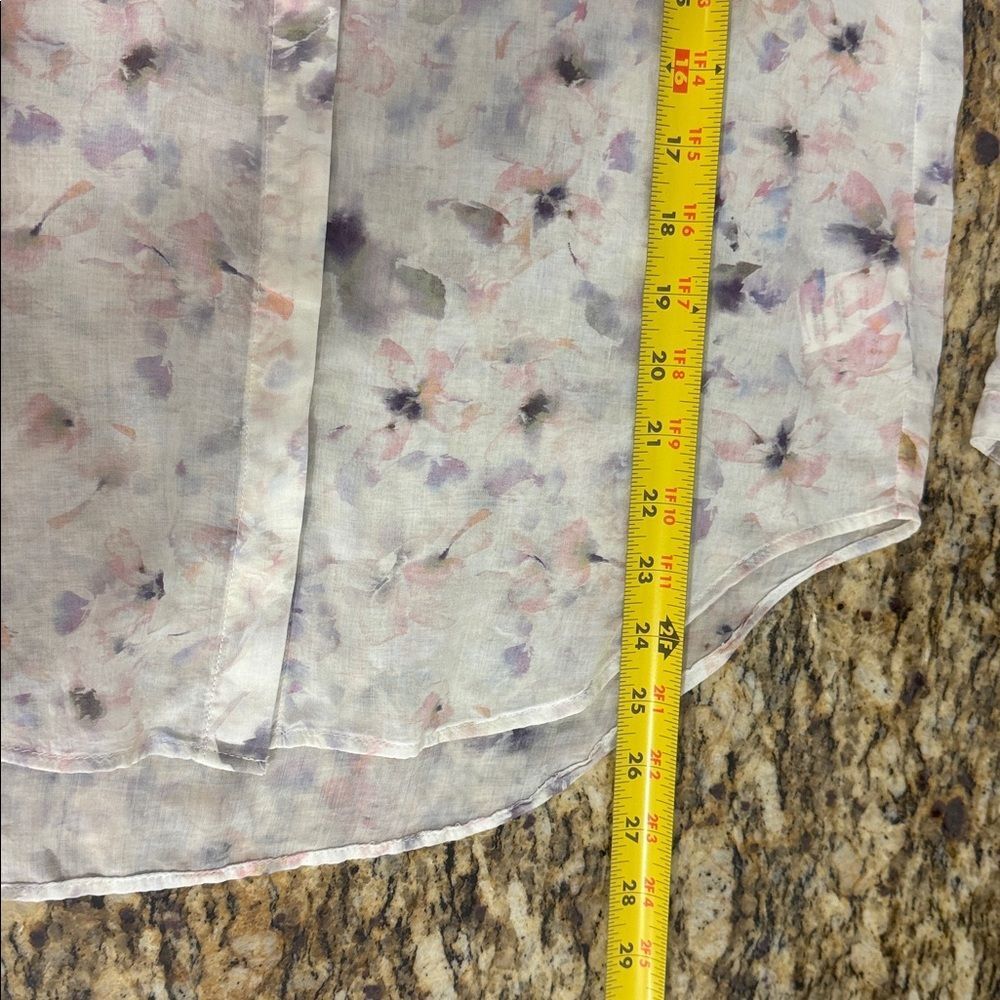 Cloth & Stone XS Watercolor Floral Sheer Button Front Pocket Blouse - Picture 11 of 11